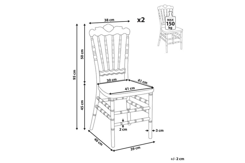 Matsalsstol Beliani Mendon set om 2 Transparent - Møbler - Stoler & lenestoler - Spisestuestoler & kjøkkenstoler