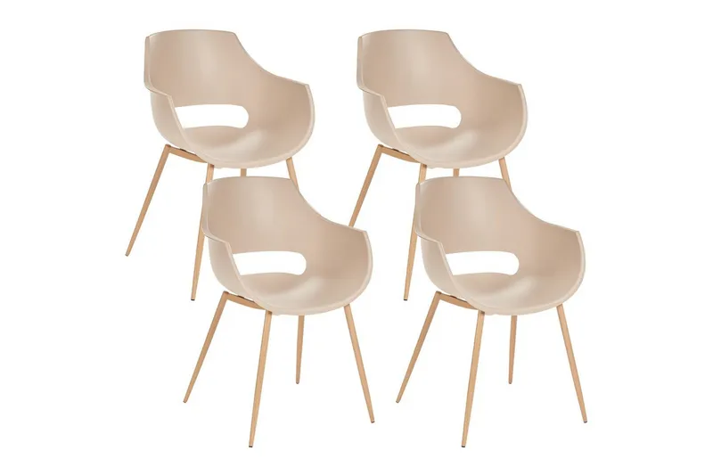 Matsalsstol Beliani Millers set om 4 Beige-Ljust Trä Beige - Møbler - Stoler & lenestoler - Spisestuestoler & kjøkkenstoler