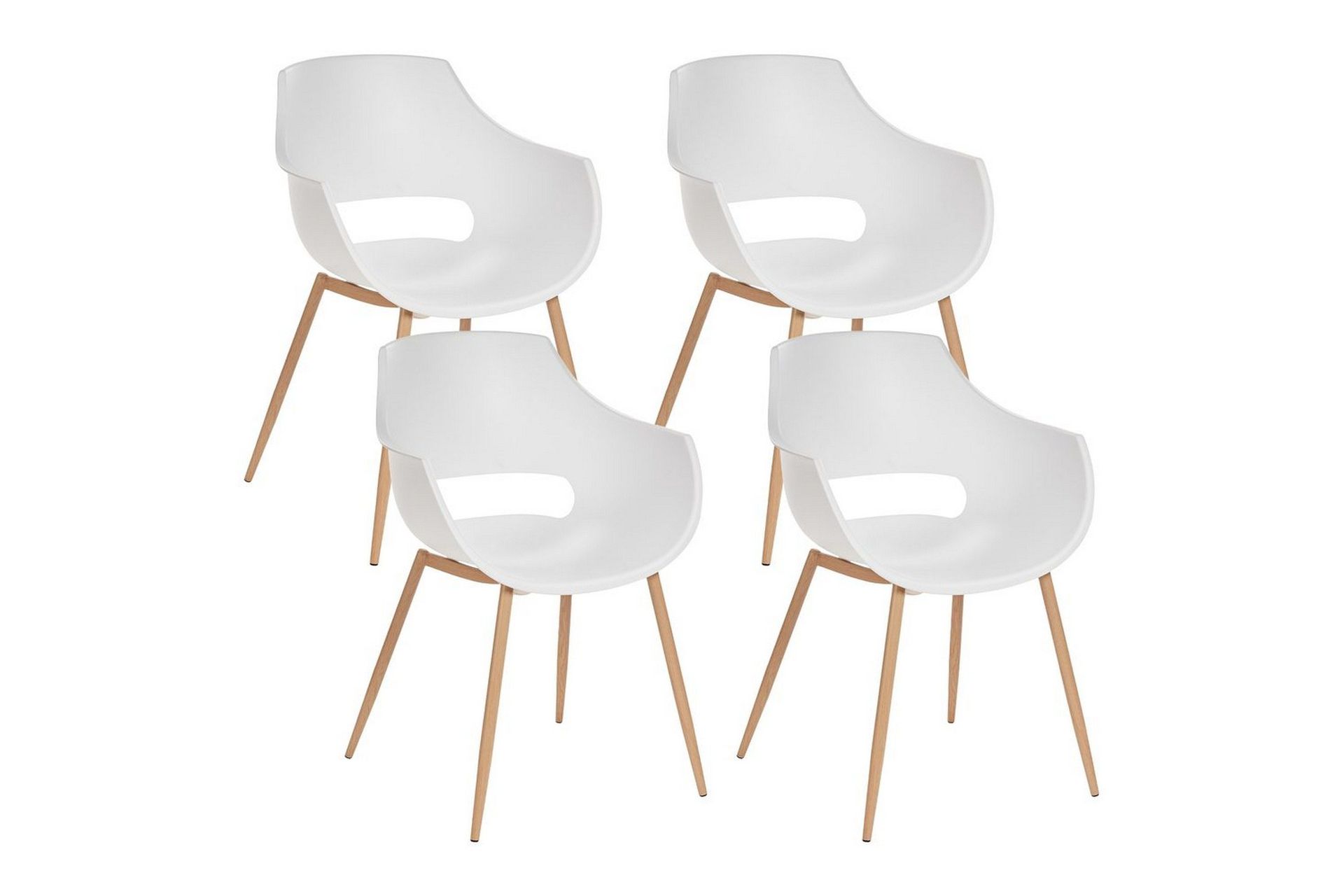 Matsalsstol Beliani Millers set om 4 Beige-Ljust Trä White -