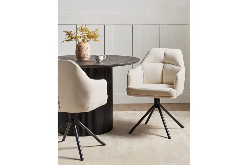 Matsalsstol Beliani Mira set om 2 Beige-Svart Beige - Møbler - Stoler & lenestoler - Spisestuestoler & kjøkkenstoler