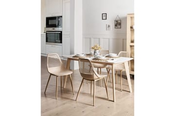 Matsalsstol Beliani Montello set om 4 Beige-Ljust Trä Beige - Møbler - Stoler & lenestoler - Spisestuestoler & kjøkkenstoler
