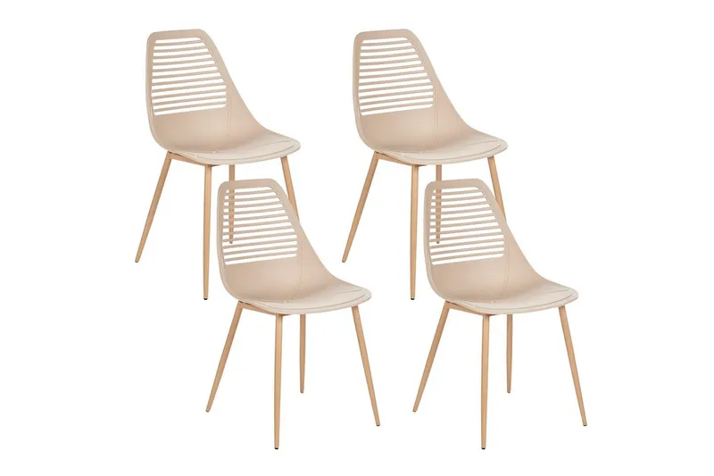Matsalsstol Beliani Montello set om 4 Beige-Ljust Trä Beige - Møbler - Stoler & lenestoler - Spisestuestoler & kjøkkenstoler