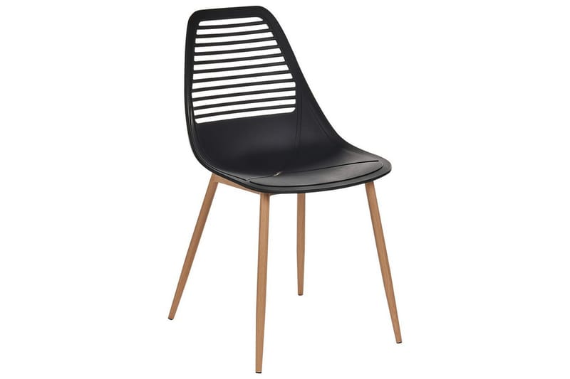 Matsalsstol Beliani Montello set om 4 Beige-Ljust Trä Black - Møbler - Stoler & lenestoler - Spisestuestoler & kjøkkenstoler