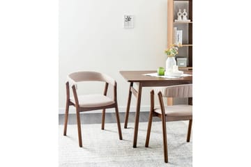 Matsalsstol Beliani Mylo set om 2 Beige-Mörkt Trä Beige - Møbler - Stoler & lenestoler - Spisestuestoler & kjøkkenstoler