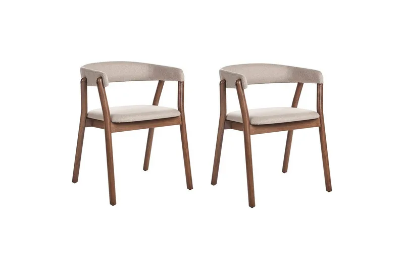 Matsalsstol Beliani Mylo set om 2 Beige-Mörkt Trä Beige - Møbler - Stoler & lenestoler - Spisestuestoler & kjøkkenstoler