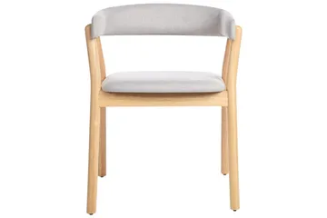 Matsalsstol Beliani Mylo set om 2 Beige-Mörkt Trä Light grey - Møbler - Stoler & lenestoler - Spisestuestoler & kjøkkenstoler