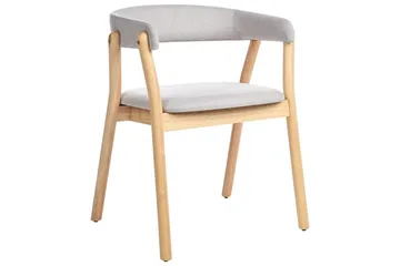 Matsalsstol Beliani Mylo set om 2 Beige-Mörkt Trä Light grey - Møbler - Stoler & lenestoler - Spisestuestoler & kjøkkenstoler