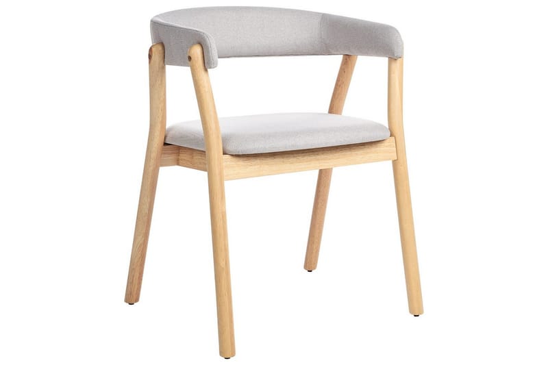 Matsalsstol Beliani Mylo set om 2 Beige-Mörkt Trä Light grey - Møbler - Stoler & lenestoler - Spisestuestoler & kjøkkenstoler