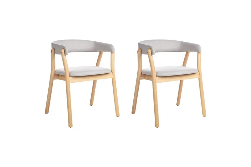 Matsalsstol Beliani Mylo set om 2 Beige-Mörkt Trä Light grey, undefined
