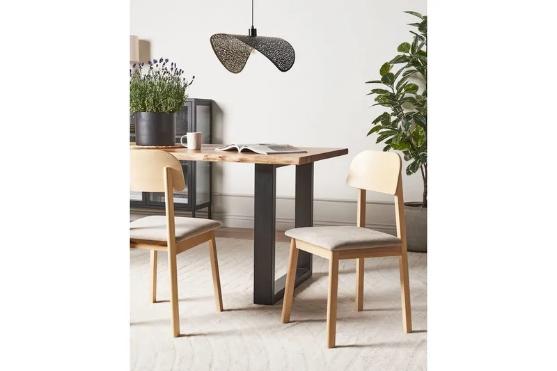 Matsalsstol Beliani Scandia set om 2 Ljus Trä-Beige Taupe - Møbler - Stoler & lenestoler - Spisestuestoler & kjøkkenstoler
