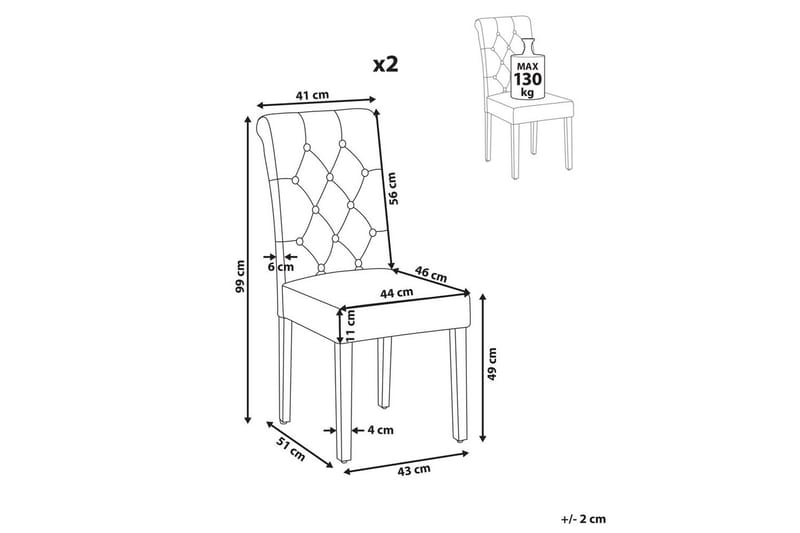 Matsalsstol Beliani Velva set om 2 Blå-Svart Dark blue - Møbler - Stoler & lenestoler - Spisestuestoler & kjøkkenstoler