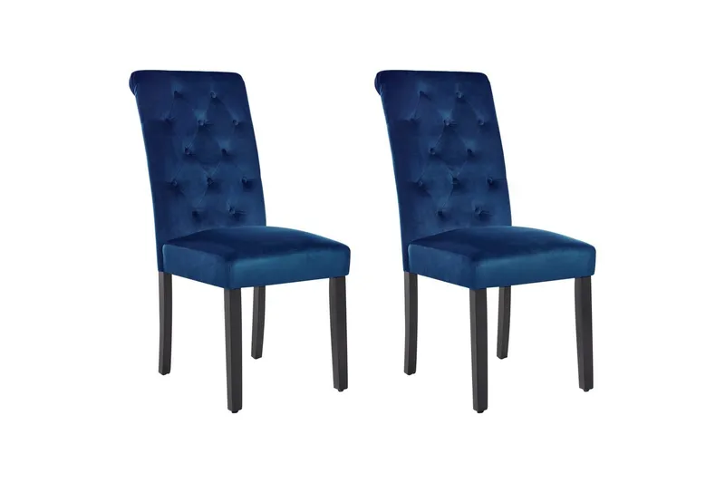 Matsalsstol Beliani Velva set om 2 Blå-Svart Dark blue, undefined