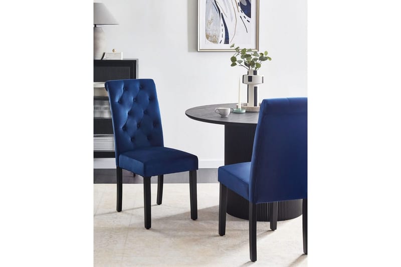 Matsalsstol Beliani Velva set om 2 Blå-Svart Dark blue - Møbler - Stoler & lenestoler - Spisestuestoler & kjøkkenstoler