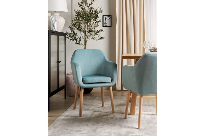 Matsalsstol Beliani Yorkville II Blått-Ljust Trä Light blue - Møbler - Stoler & lenestoler - Spisestuestoler & kjøkkenstoler