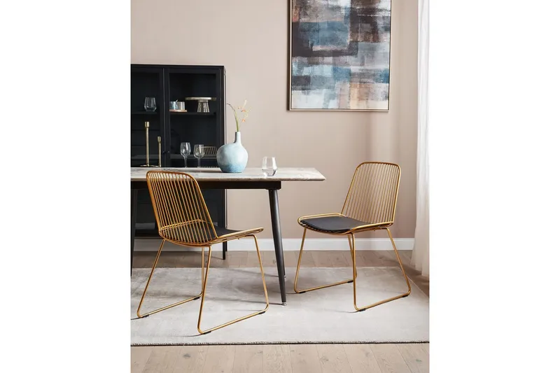 Matsalsstol Beliani Pensacola set om 2 GOLD - Møbler - Stoler & lenestoler - Spisestuestoler & kjøkkenstoler