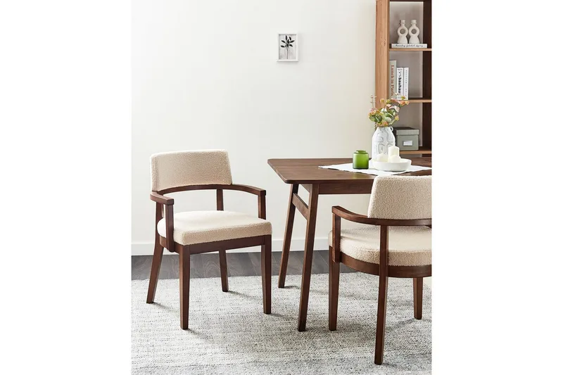 Matsalsstol Dalbo set om 2 Beige-Mörkt Trä Ljusbeige - Møbler - Stoler & lenestoler - Spisestuestoler & kjøkkenstoler