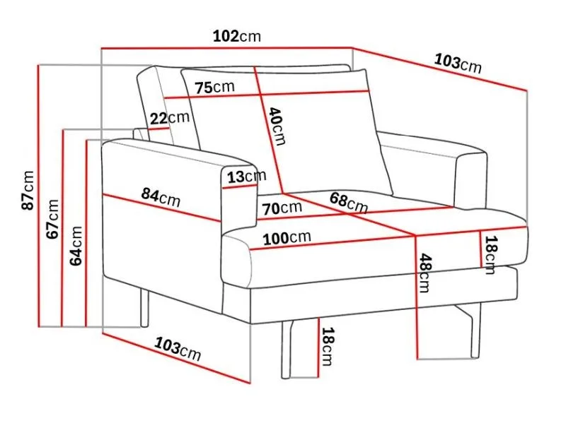Menard Stor Lenestol Stoff - Beige - Møbler - Stoler & lenestoler - Lenestoler