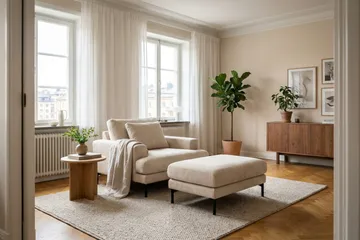 Menard Premium lenestol i chenille - Beige - Møbler - Stoler & lenestoler - Lenestoler