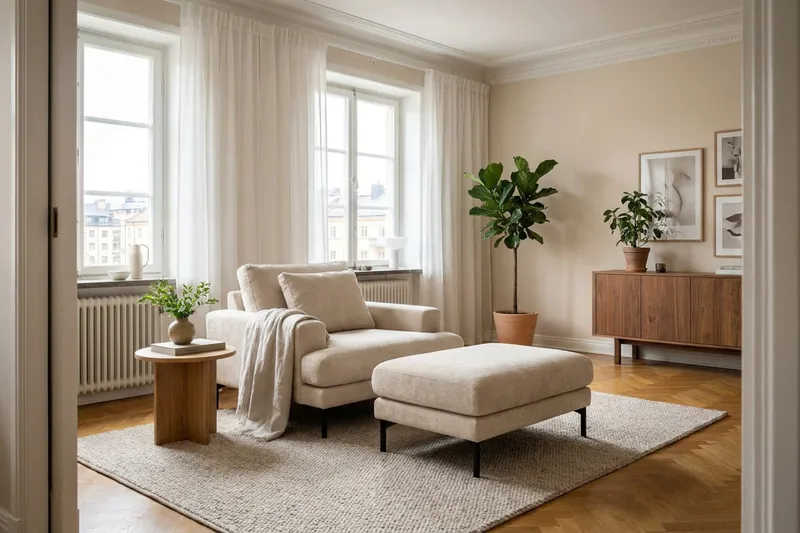Menard Premium lenestol i chenille - Beige - Møbler - Stoler & lenestoler - Lenestoler