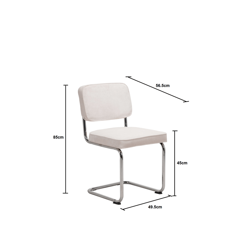 Milva Spisestol i Manchester retro - Beige/Krom - Møbler - Stoler & lenestoler - Spisestuestoler & kjøkkenstoler