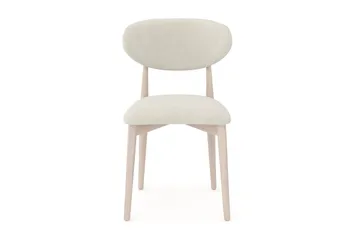 Molly Spisestol i tre med stoffsete - Hvitvasket/Beige - Møbler - Stoler & lenestoler - Spisestuestoler & kjøkkenstoler