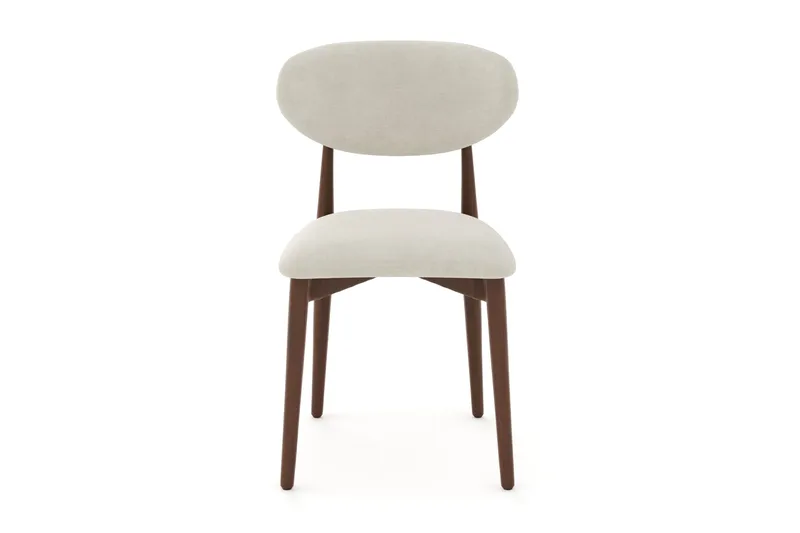 Molly spisestol i tre med stoffsete - Valnøtt/Beige - Møbler - Stoler & lenestoler - Spisestuestoler & kjøkkenstoler