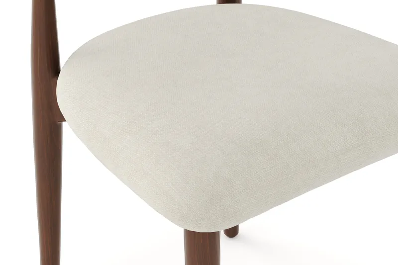 Molly spisestol i tre med stoffsete - Valnøtt/Beige - Møbler - Stoler & lenestoler - Spisestuestoler & kjøkkenstoler