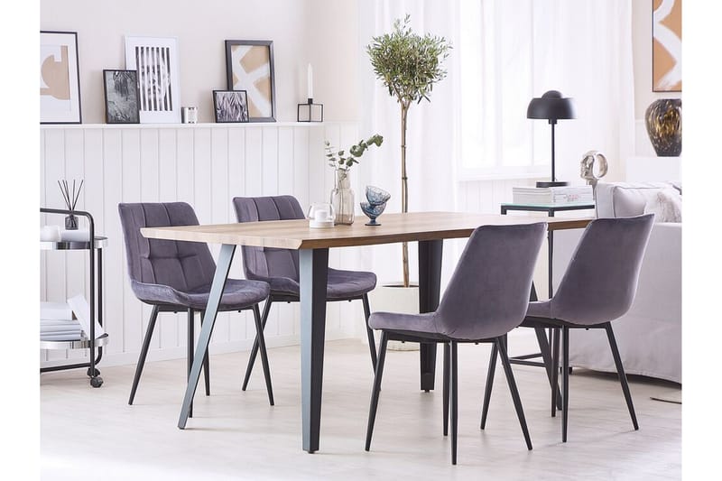 Mustadfors Fløyelsstol 2-pk - Grå - Spisestuestoler & kjøkkenstoler