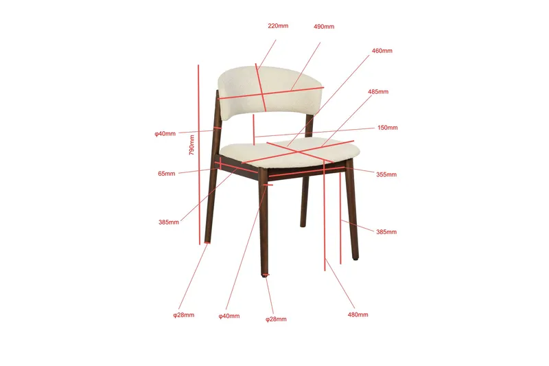 Nala Spisestol i Tre med Stoffsete - Beige - Møbler - Stoler & lenestoler - Spisestuestoler & kjøkkenstoler