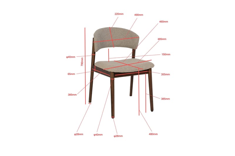Nala Spisestol i Tre med Stoffsete - Valnøtt/Greige - Møbler - Stoler & lenestoler - Spisestuestoler & kjøkkenstoler