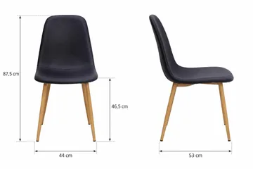 Nibe Spisestol & Kjøkkenstol i Kunstskinn med Metallben i Eikeutseende - Svart - Møbler - Stoler & lenestoler - Spisestuestoler & kjøkkenstoler