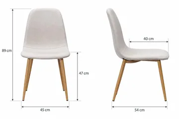 Nibe Spisestol & Kjøkkenstol i Stoff med Metallben i Eikeutseende - Beige - Møbler - Stoler & lenestoler - Spisestuestoler & kjøkkenstoler