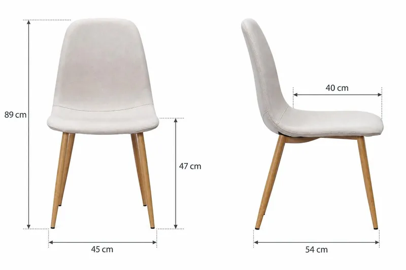 Nibe Spisestol & Kjøkkenstol i Stoff med Metallben i Eikeutseende - Beige - Møbler - Stoler & lenestoler - Spisestuestoler & kjøkkenstoler