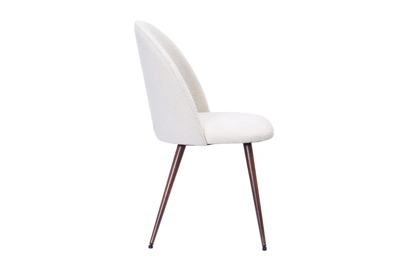 Nibe Plus Spisestol - Hvit bouclé / Metallben valnøtt - Møbler - Stoler & lenestoler - Spisestuestoler & kjøkkenstoler