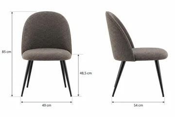 Nibe Plus Spisestol & Kjøkkenstol i Bouclé med Svarte Metallben - Grå bouclé|Svart - Møbler - Stoler & lenestoler - Spisestuestoler & kjøkkenstoler