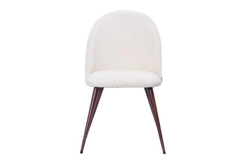 Nibe Plus Spisestol - Hvit bouclé / Metallben valnøtt - Møbler - Stoler & lenestoler - Spisestuestoler & kjøkkenstoler