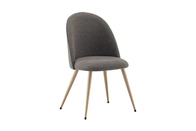 Nibe Plus spisestol, Brun bouclé/metallben eik
