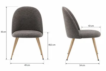 Nibe Plus Spisestol & Kjøkkenstol i Bouclé med Metallben med Eikeutseende - Grå bouclé|Eik - Møbler - Stoler & lenestoler - Spisestuestoler & kjøkkenstoler
