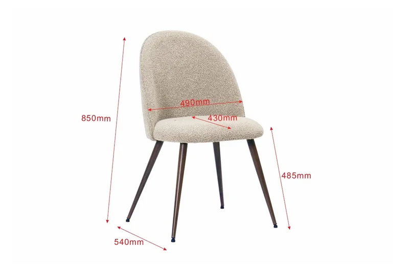 Nibe Plus Spisestol - Greige bouclé / Metallben valnøtt - Møbler - Stoler & lenestoler - Spisestuestoler & kjøkkenstoler