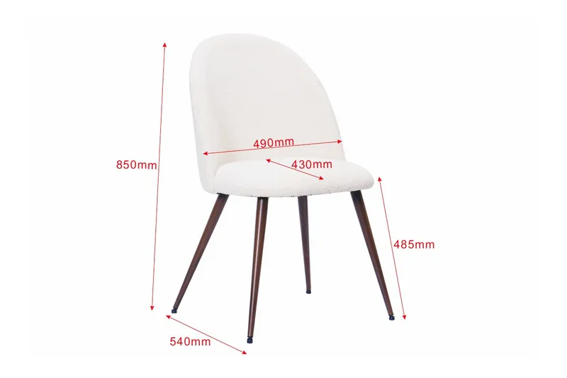 Nibe Plus Spisestol - Hvit bouclé / Metallben valnøtt - Møbler - Stoler & lenestoler - Spisestuestoler & kjøkkenstoler