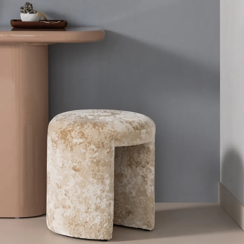 Polstret krakk Charlie 45 cm rundt - Beige - Møbler - Stoler & lenestoler - Krakk