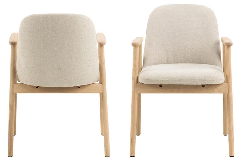 Reciclar Spisestol i bouclé med armlener i eik - Beige - Møbler - Stoler & lenestoler - Spisestuestoler & kjøkkenstoler