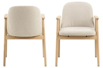 Reciclar spisestol i bouclé med armlener i eik - Beige - Møbler - Stoler & lenestoler - Spisestuestoler & kjøkkenstoler