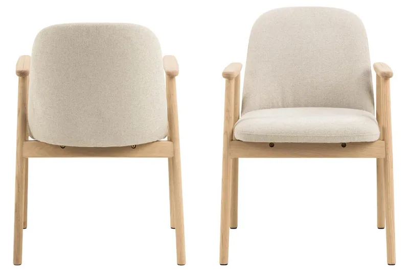 Reciclar Spisestol i bouclé med armlener i eik - Beige - Møbler - Stoler & lenestoler - Spisestuestoler & kjøkkenstoler