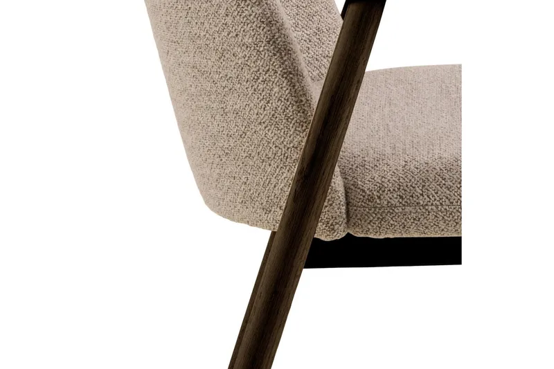 Reciclar Spisestol i bouclé med armlener i eik - Mørk brun/Greige - Møbler - Stoler & lenestoler - Spisestuestoler & kjøkkenstoler