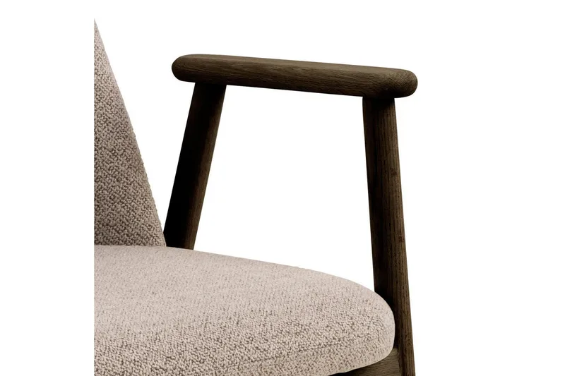 Reciclar Spisestol i bouclé med armlener i eik - Mørk brun/Greige - Møbler - Stoler & lenestoler - Spisestuestoler & kjøkkenstoler