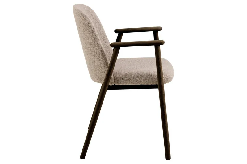 Reciclar Spisestol i bouclé med armlener i eik - Mørk brun/Greige - Møbler - Stoler & lenestoler - Spisestuestoler & kjøkkenstoler