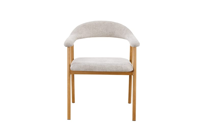 Ronja spisestol i metall med stoffsete - Beige/eik - Møbler - Stoler & lenestoler - Spisestuestoler & kjøkkenstoler