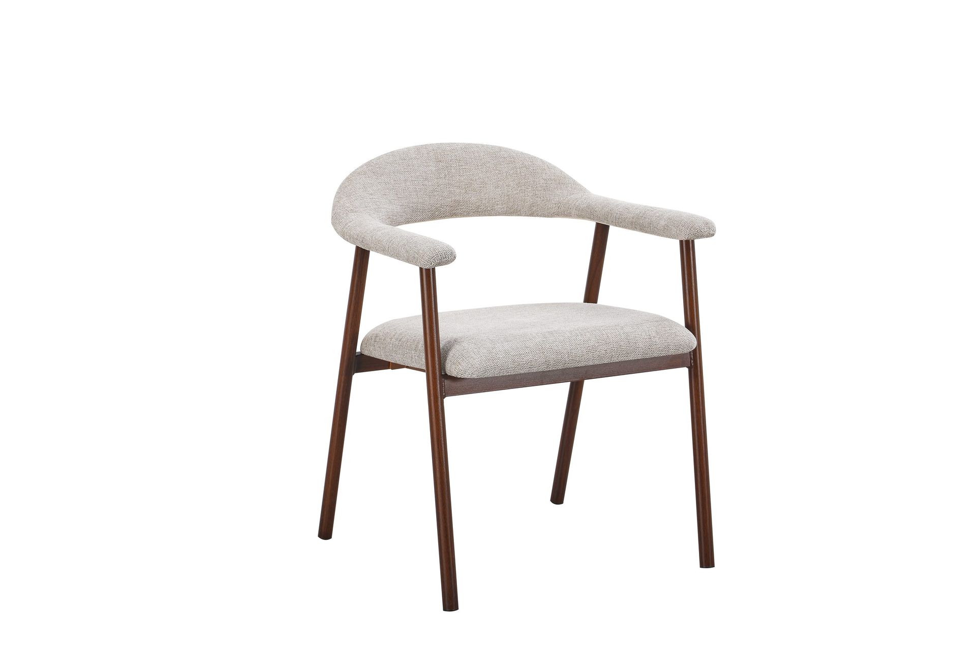 Ronja spisestol i metall med stoffsete - Beige/valnøtt