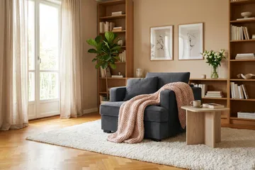 Rossita ekstra dyp lenestol - Trenza 01, Svart Chenille - Møbler - Stoler & lenestoler - Lenestoler